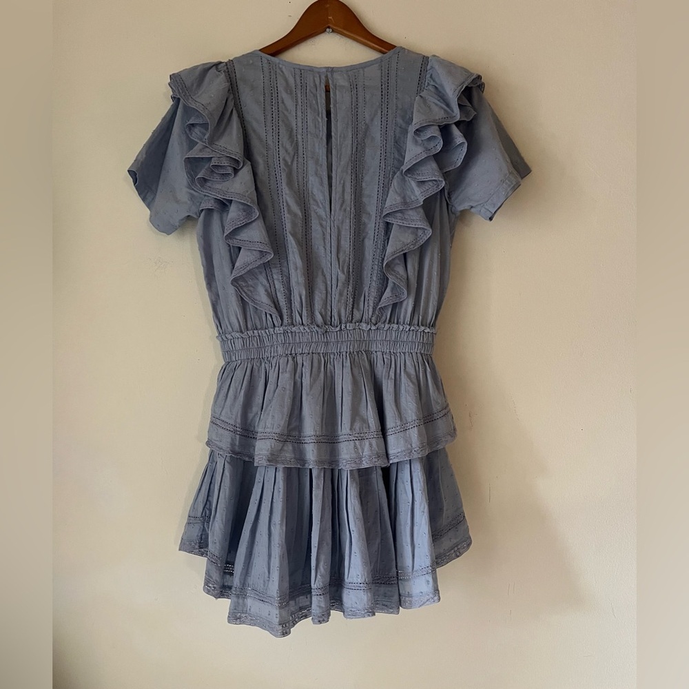 Love Shack Fancy Natasha Dress in Heather Blue Sz M NWT Ruffle Tiered - Picture 3 of 14